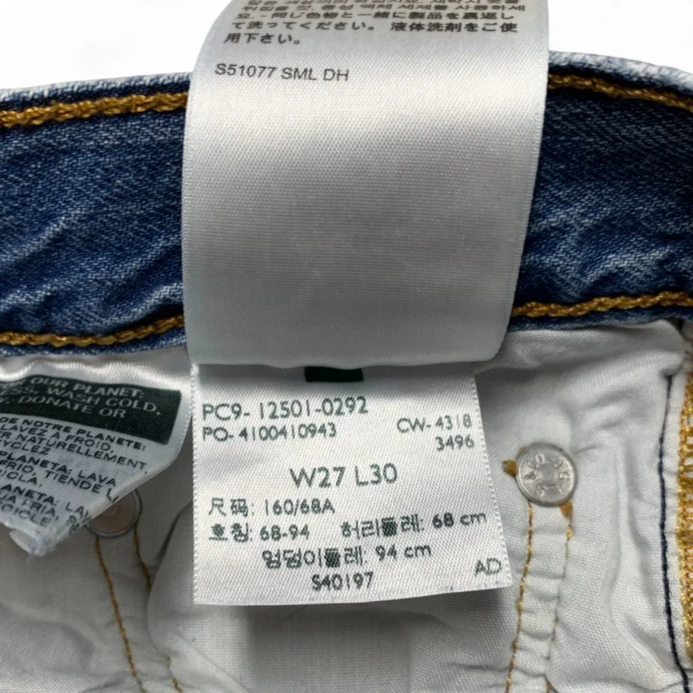 Levi's 501 90s Straight Leg Jeans Mens 27x30 Light Wash Distressed Button‎ Fly